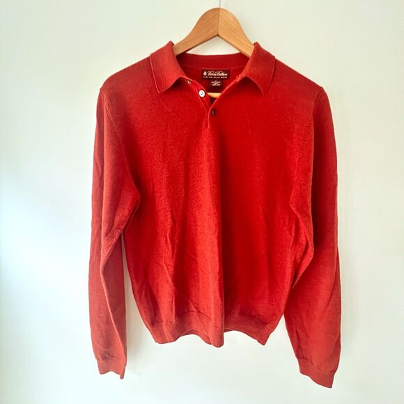 Brooks Brothers Extra Fine Italian Merino Wool Women’s XL Red Collared Sweater - Picture 6 of 16
